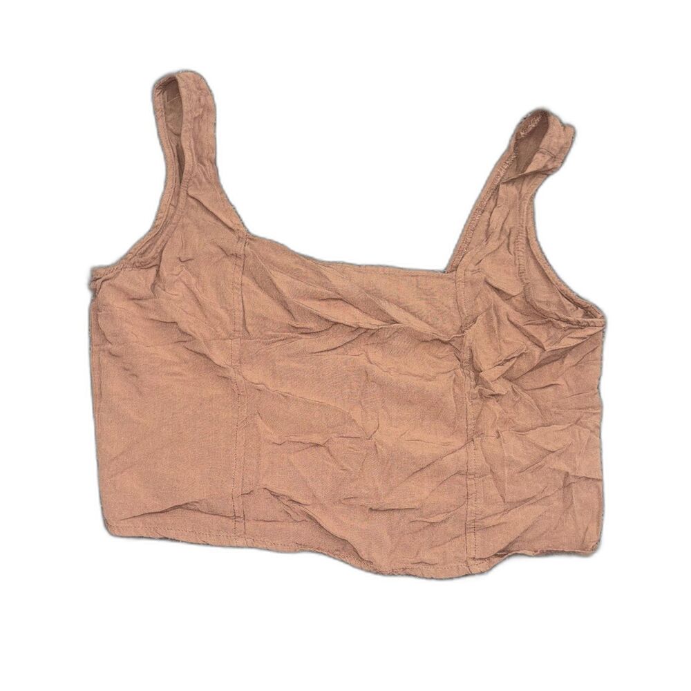 Final Touch Tan Brown Sleeveless Cropped Tank Top Size Small